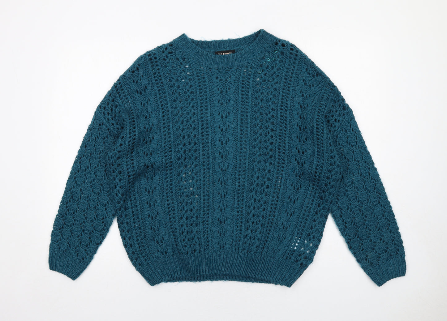 QED London Womens Blue Round Neck Acrylic Pullover Jumper Size M