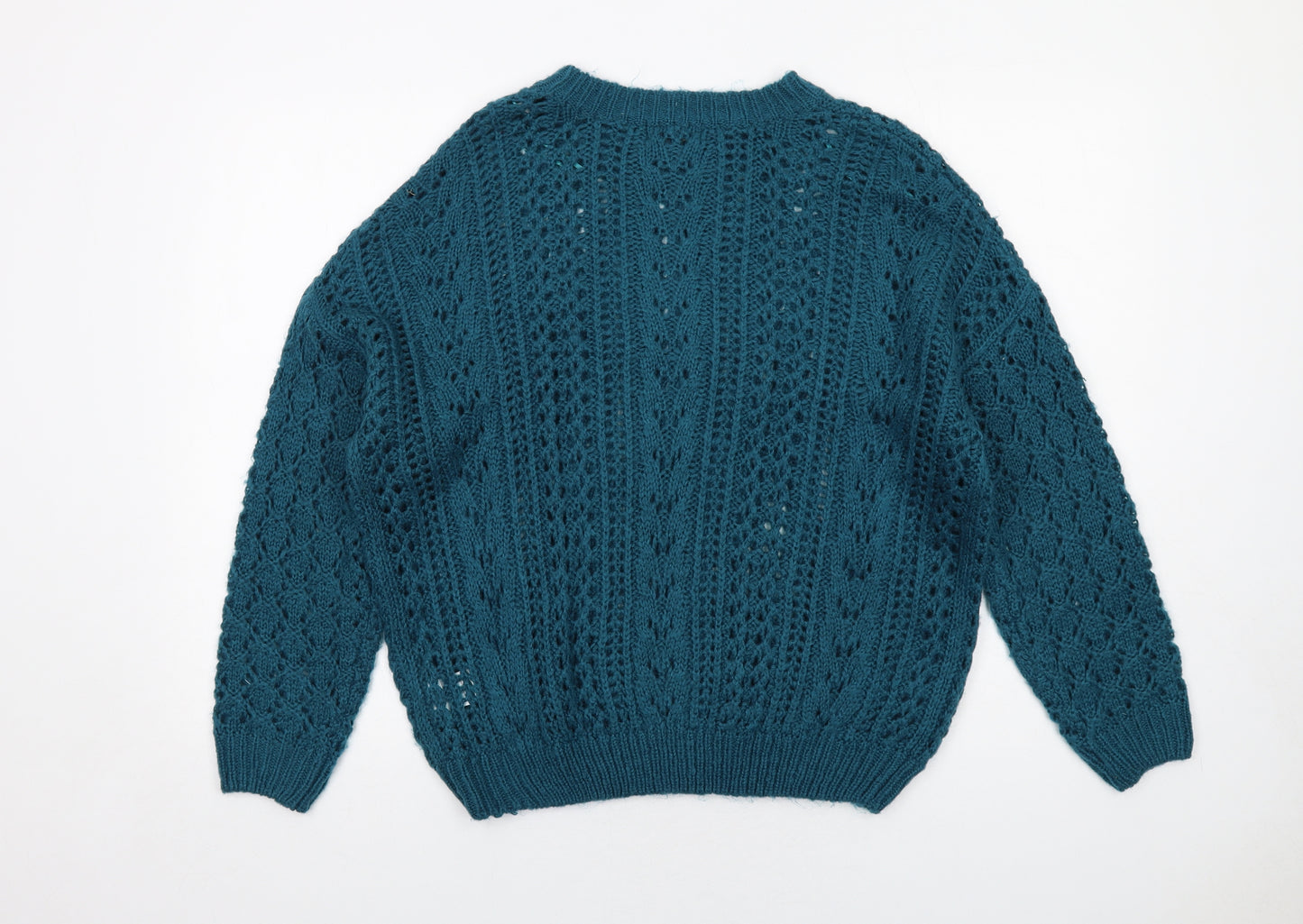 QED London Womens Blue Round Neck Acrylic Pullover Jumper Size M