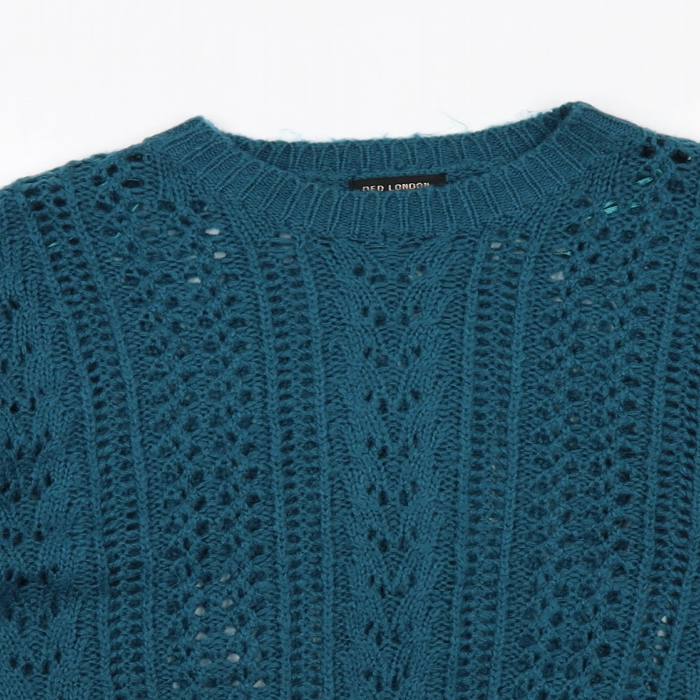 QED London Womens Blue Round Neck Acrylic Pullover Jumper Size M