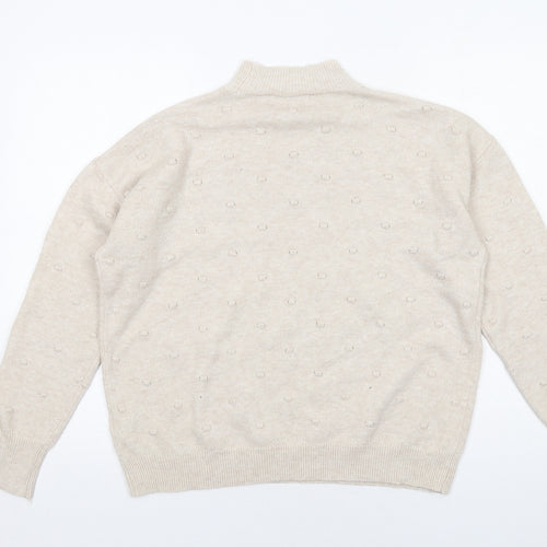 Oasis Womens Beige High Neck Polyester Pullover Jumper Size S