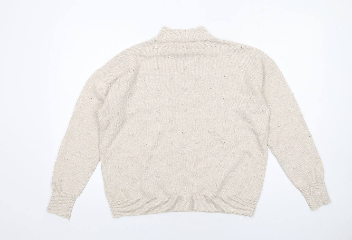 Oasis Womens Beige High Neck Polyester Pullover Jumper Size S