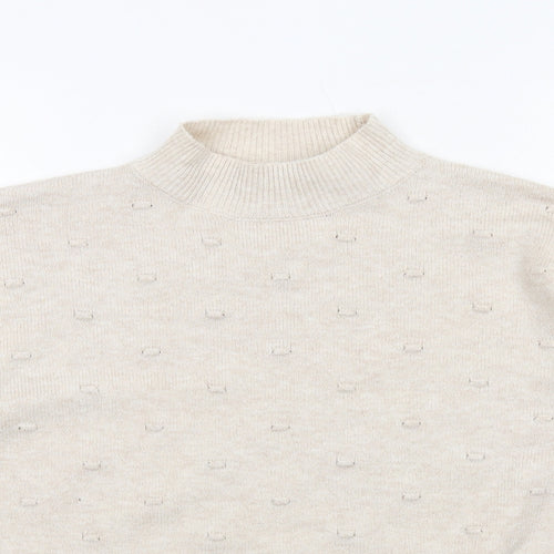 Oasis Womens Beige High Neck Polyester Pullover Jumper Size S