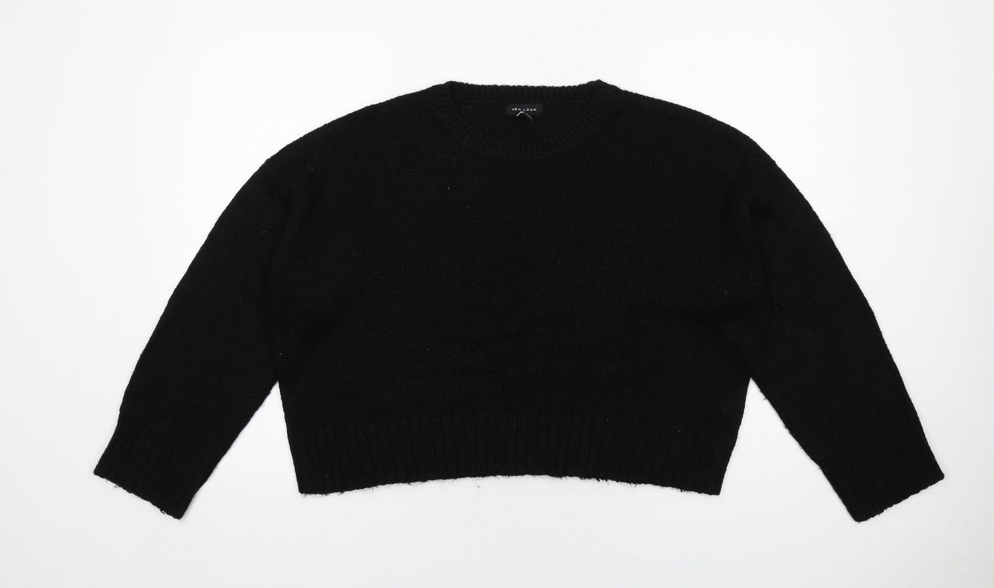 New Look Womens Black Round Neck Acrylic Pullover Jumper Size L