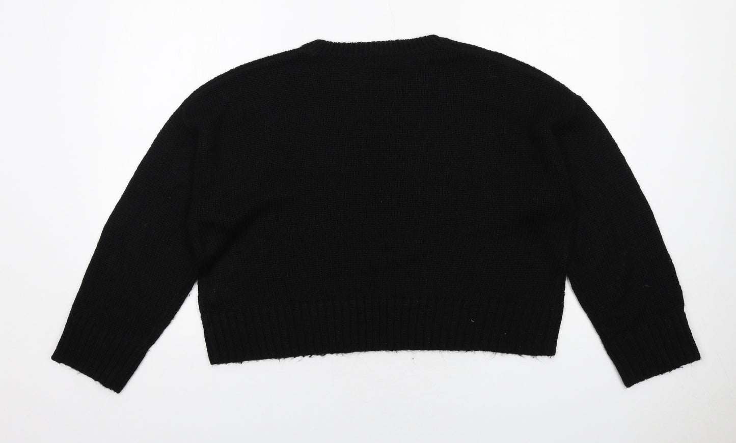 New Look Womens Black Round Neck Acrylic Pullover Jumper Size L