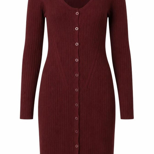 ASOS Womens Red Acrylic Jumper Dress Size 2 Scoop Neck Button