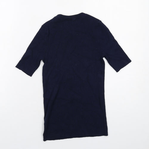 Marks and Spencer Womens Blue Round Neck Viscose Pullover Jumper Size S
