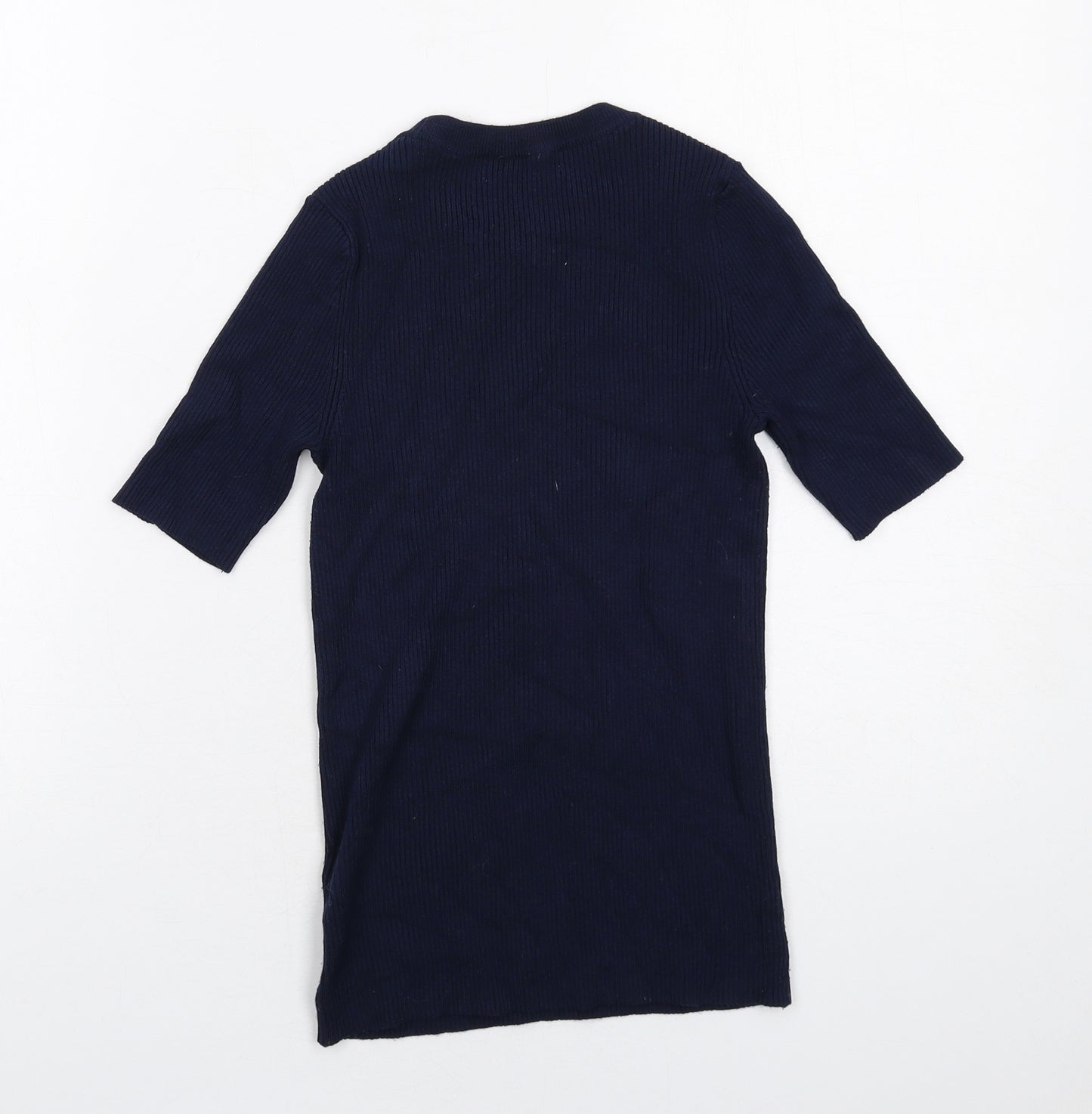 Marks and Spencer Womens Blue Round Neck Viscose Pullover Jumper Size S