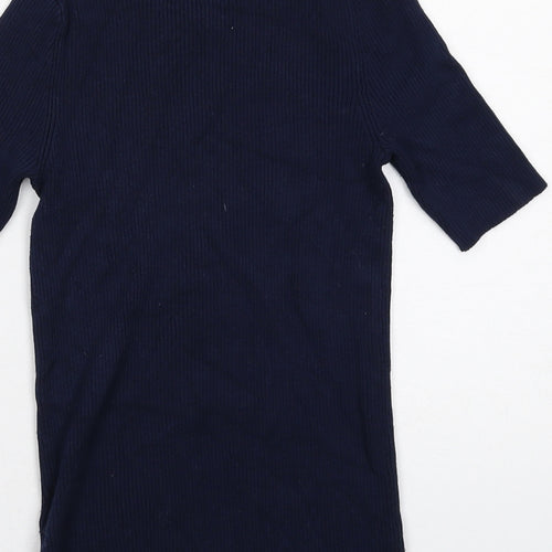 Marks and Spencer Womens Blue Round Neck Viscose Pullover Jumper Size S