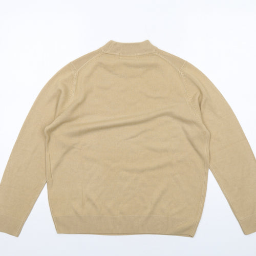 Classic Womens Beige Mock Neck Acrylic Pullover Jumper Size 14