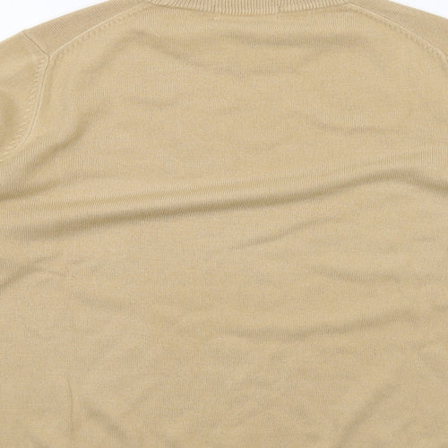 Classic Womens Beige Mock Neck Acrylic Pullover Jumper Size 14