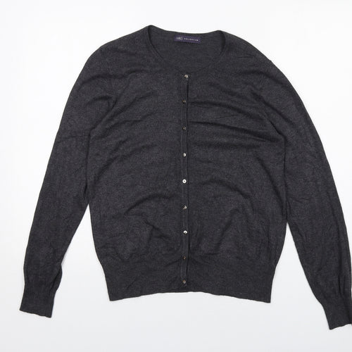 Marks and Spencer Womens Grey Round Neck Viscose Cardigan Jumper Size 14
