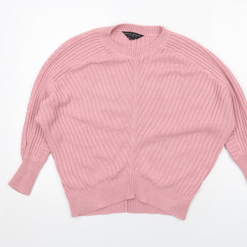 Dorothy Perkins Womens Pink Round Neck Acrylic Pullover Jumper Size 8