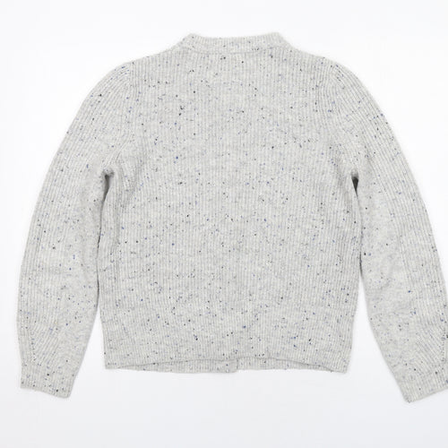 Marks and Spencer Womens Grey Round Neck Acrylic Cardigan Jumper Size 12