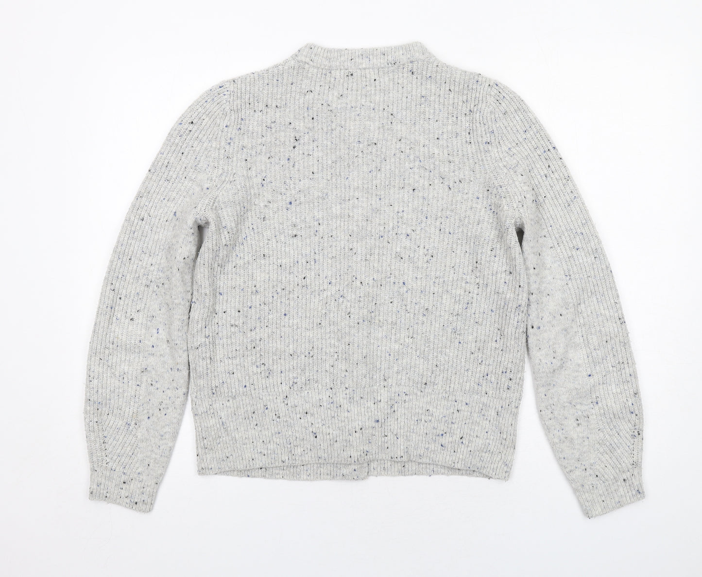 Marks and Spencer Womens Grey Round Neck Acrylic Cardigan Jumper Size 12