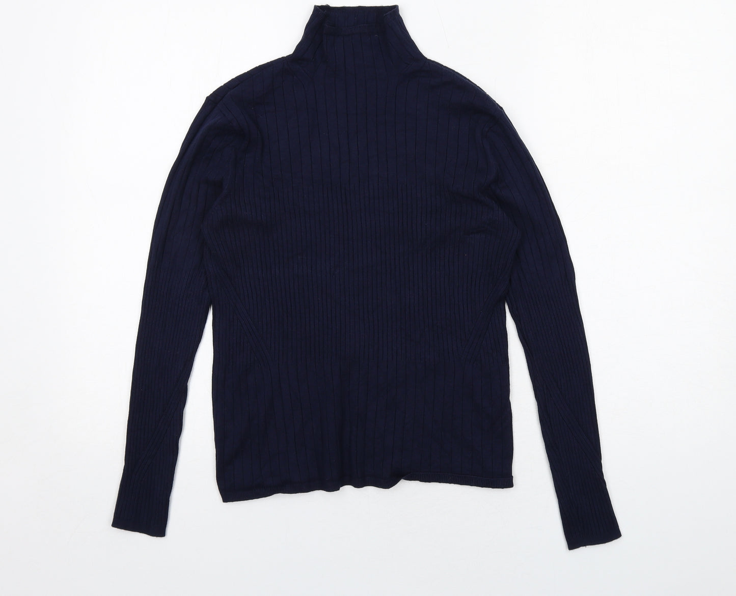 Marks and Spencer Womens Blue Roll Neck Viscose Pullover Jumper Size 14