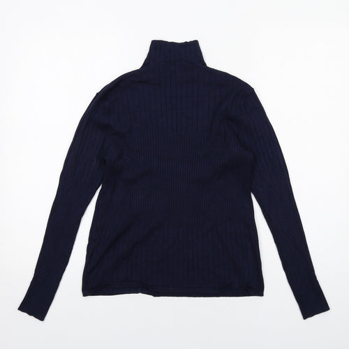 Marks and Spencer Womens Blue Roll Neck Viscose Pullover Jumper Size 14