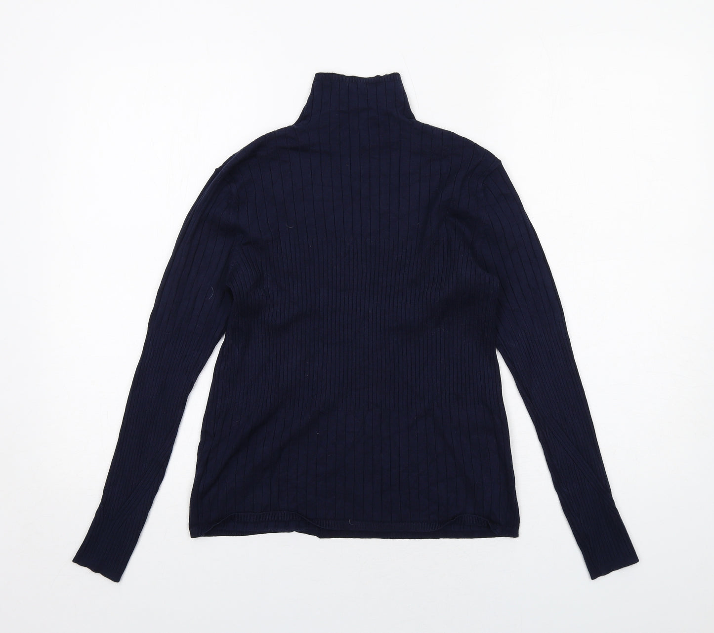 Marks and Spencer Womens Blue Roll Neck Viscose Pullover Jumper Size 14