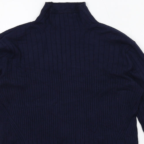 Marks and Spencer Womens Blue Roll Neck Viscose Pullover Jumper Size 14