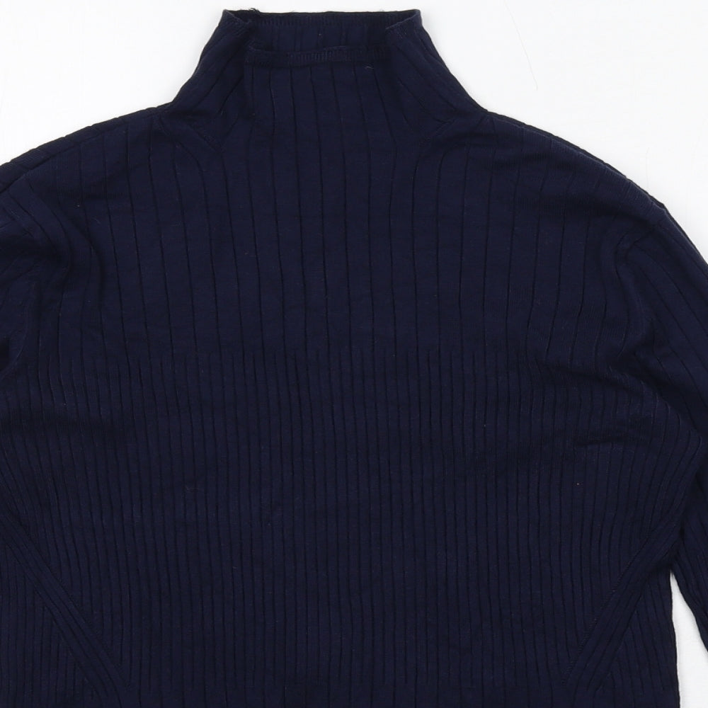 Marks and Spencer Womens Blue Roll Neck Viscose Pullover Jumper Size 14