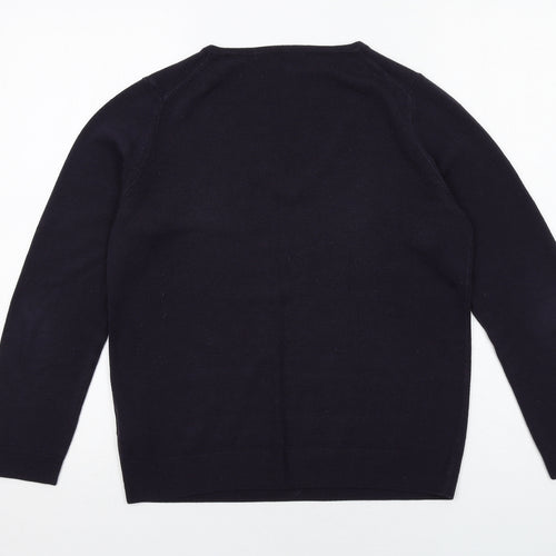 Marks and Spencer Womens Blue V-Neck Acrylic Pullover Jumper Size 12