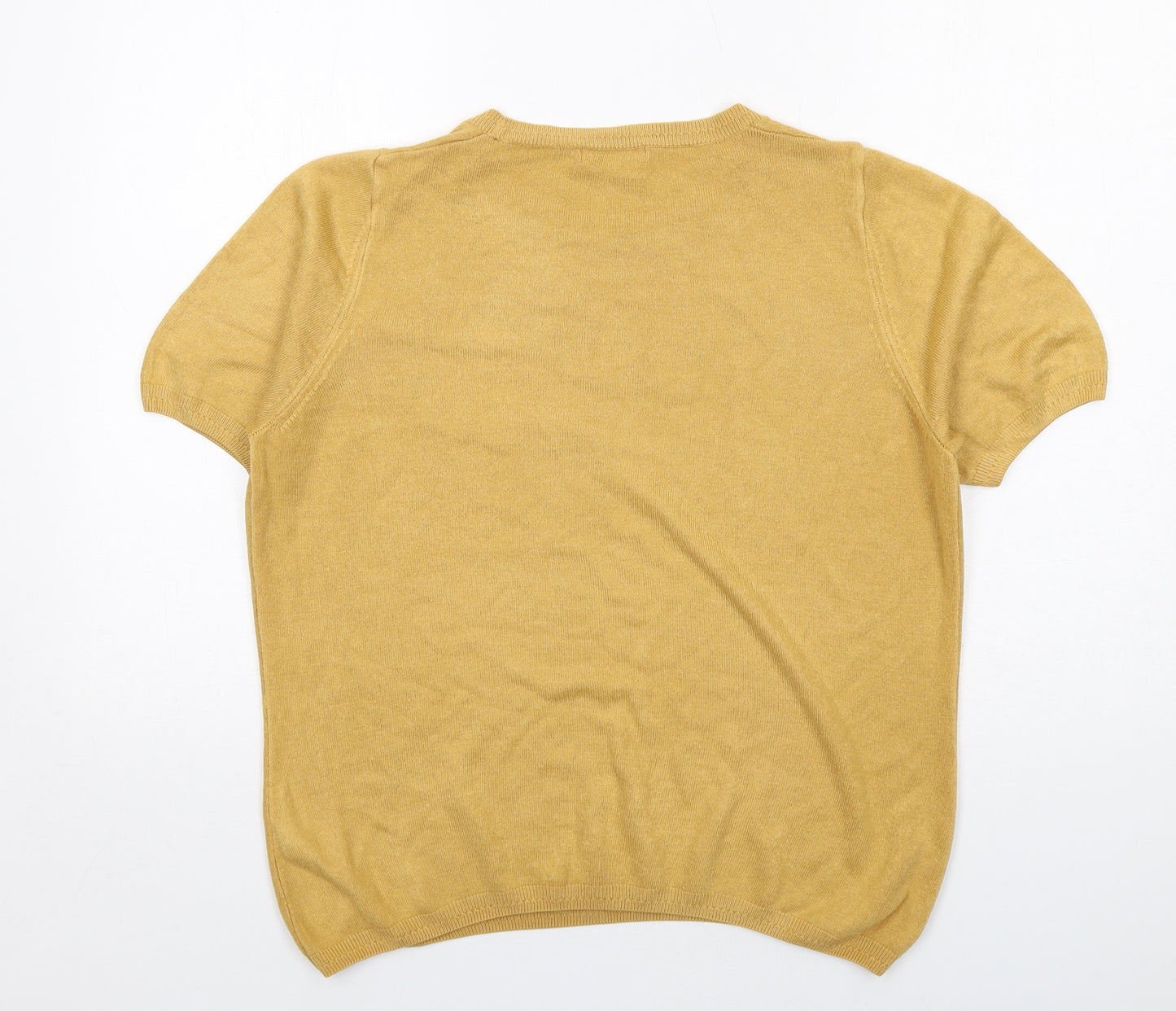 Classic Womens Yellow Round Neck Acrylic Pullover Jumper Size 16