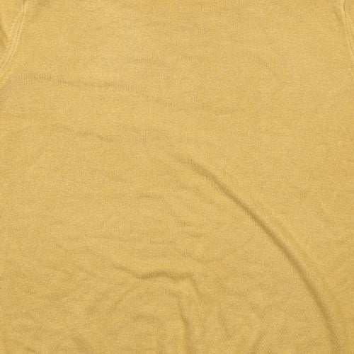 Classic Womens Yellow Round Neck Acrylic Pullover Jumper Size 16