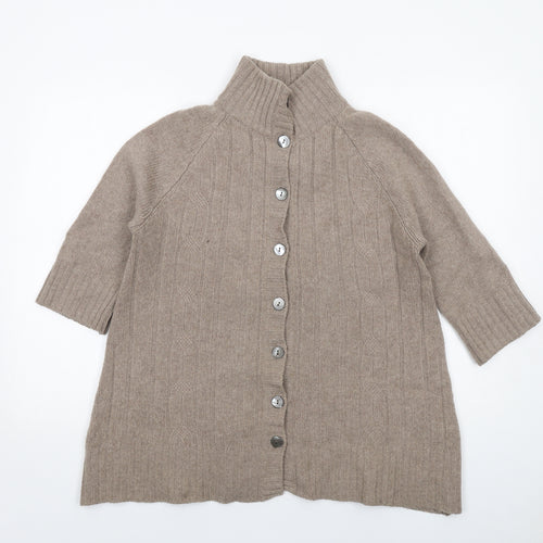 Peter Scott Womens Brown High Neck Wool Cardigan Jumper Size 10