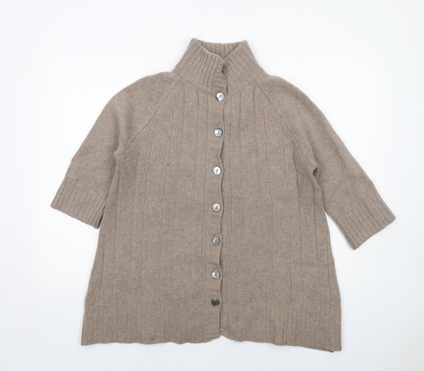 Peter Scott Womens Brown High Neck Wool Cardigan Jumper Size 10