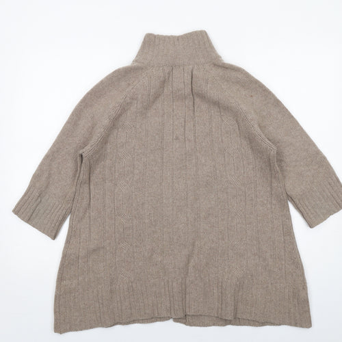 Peter Scott Womens Brown High Neck Wool Cardigan Jumper Size 10
