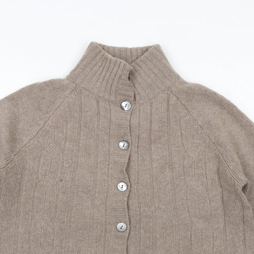 Peter Scott Womens Brown High Neck Wool Cardigan Jumper Size 10
