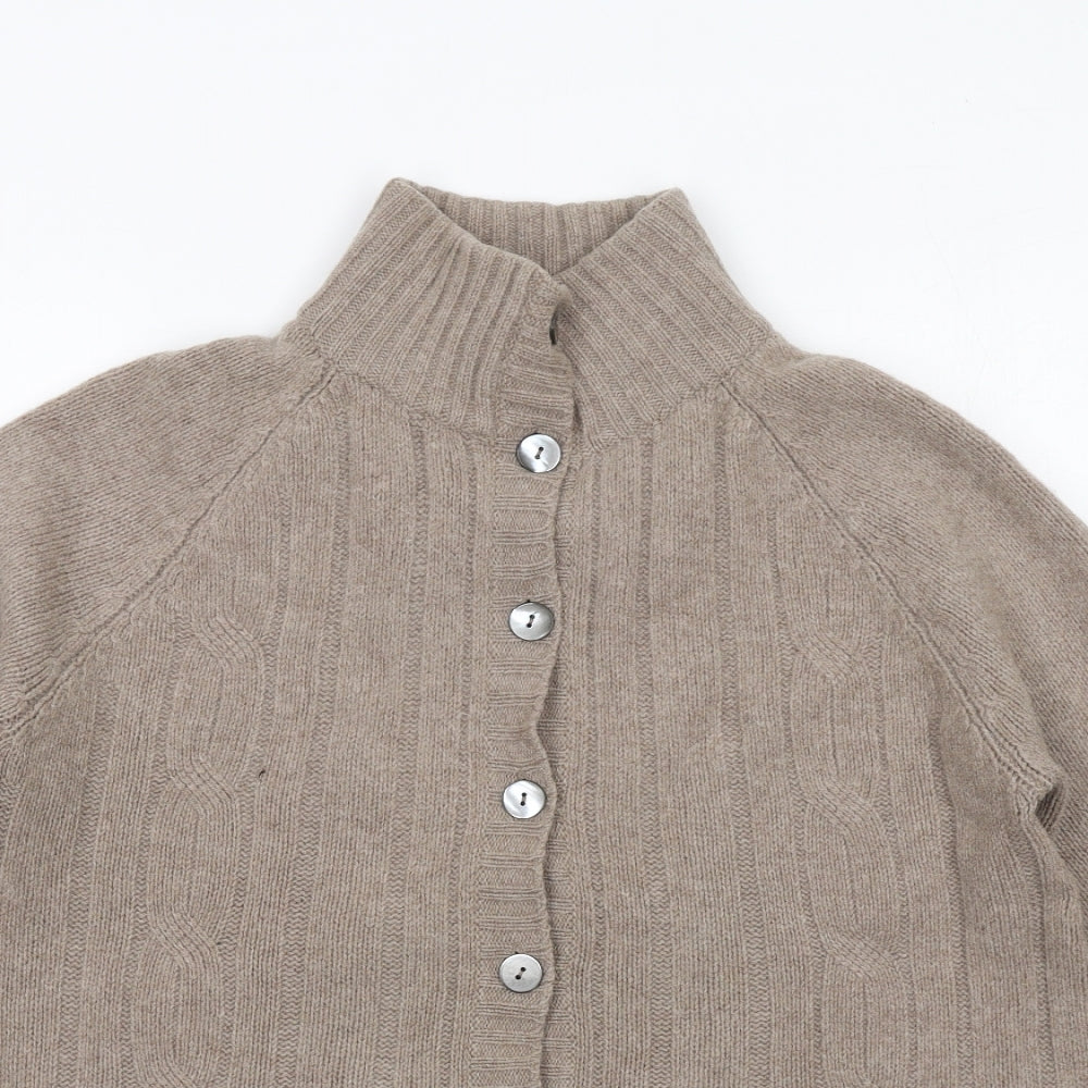 Peter Scott Womens Brown High Neck Wool Cardigan Jumper Size 10