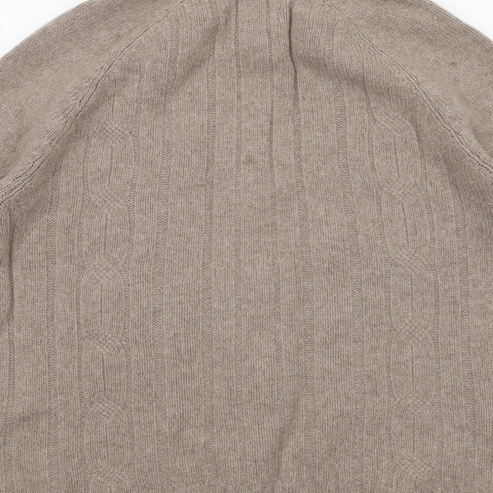 Peter Scott Womens Brown High Neck Wool Cardigan Jumper Size 10