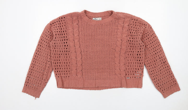 Hollister Womens Pink Round Neck Polyester Pullover Jumper Size S
