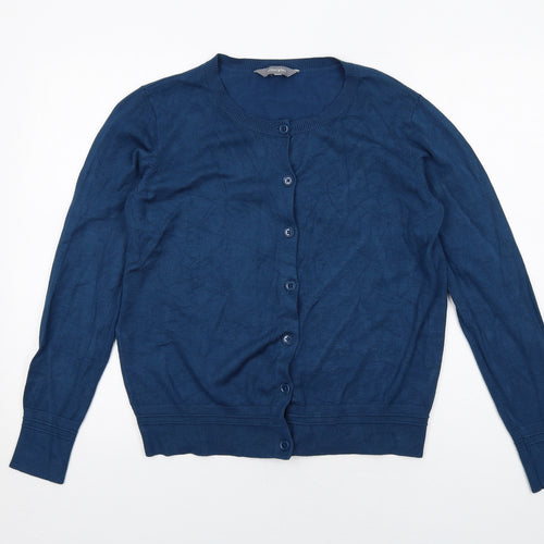 Principles Womens Blue Round Neck Viscose Cardigan Jumper Size 14