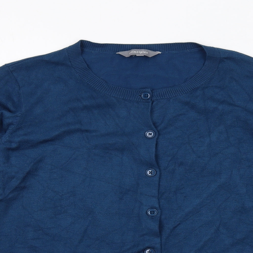 Principles Womens Blue Round Neck Viscose Cardigan Jumper Size 14