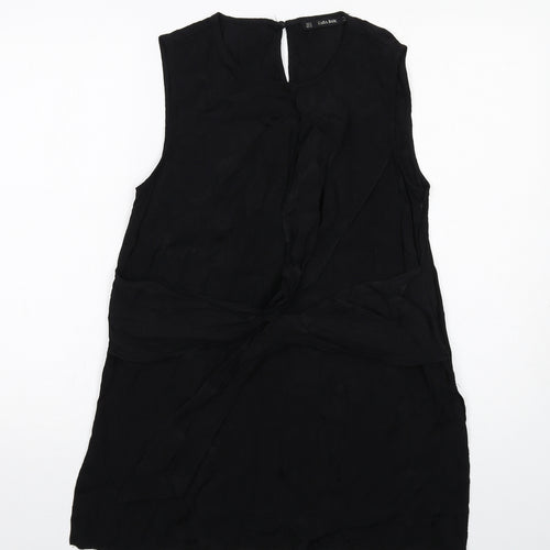 Zara Womens Black Viscose A-Line Size M Round Neck Button