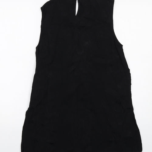 Zara Womens Black Viscose A-Line Size M Round Neck Button