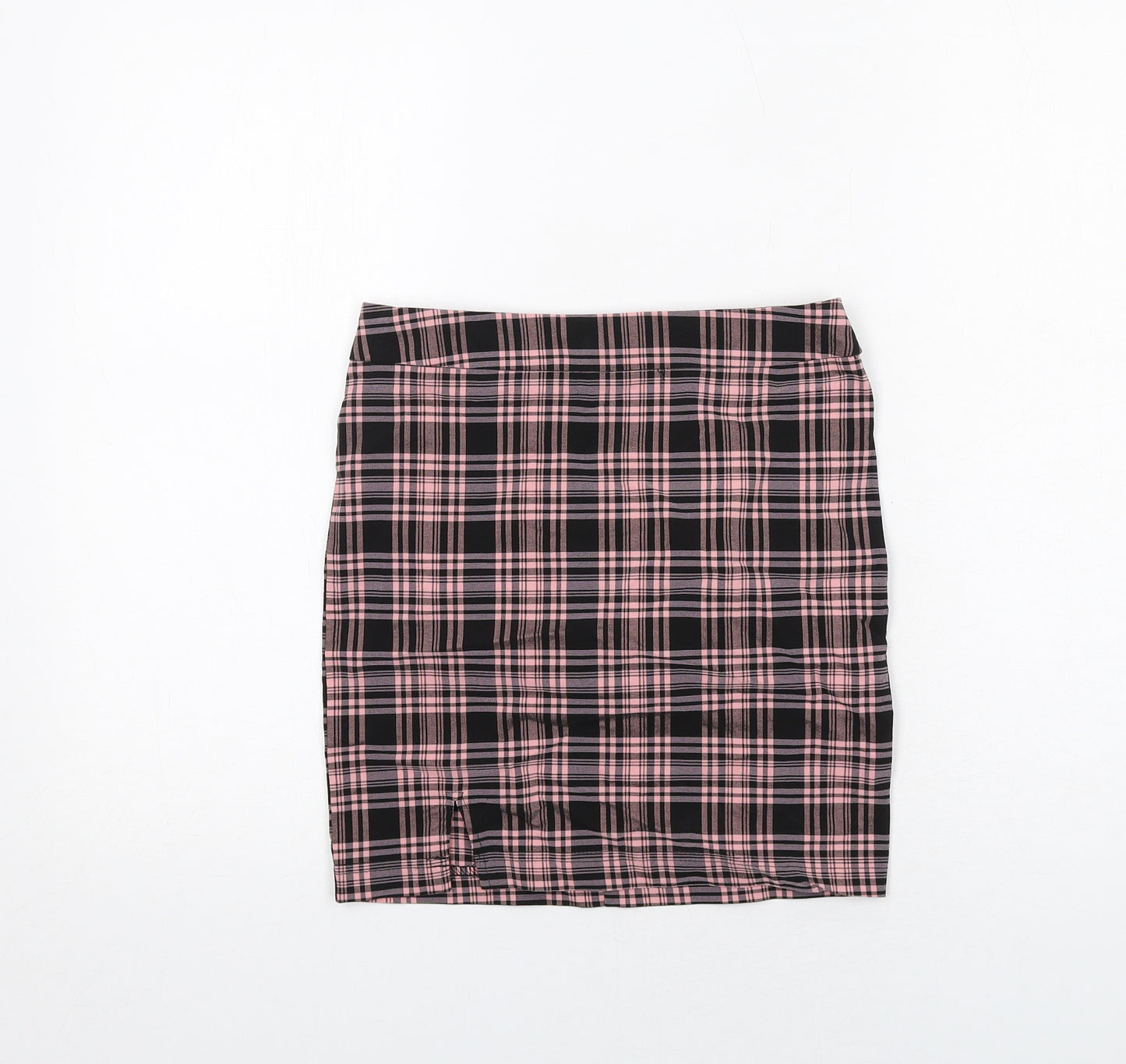 New Look Girls Pink Plaid Viscose Straight & Pencil Skirt Size 12 Years Regular Zip