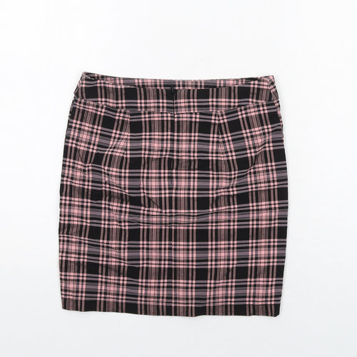 New Look Girls Pink Plaid Viscose Straight & Pencil Skirt Size 12 Years Regular Zip