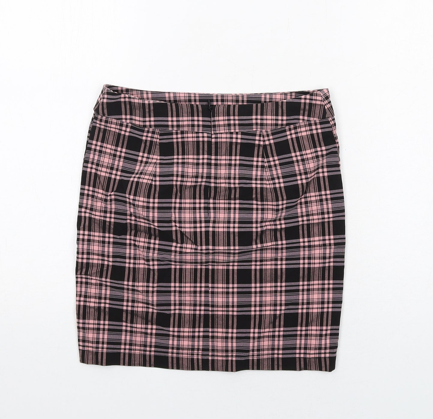New Look Girls Pink Plaid Viscose Straight & Pencil Skirt Size 12 Years Regular Zip