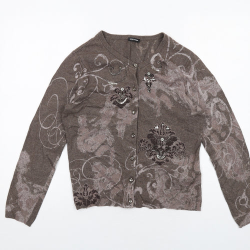 Gerry Weber Womens Brown Round Neck Viscose Cardigan Jumper Size 12