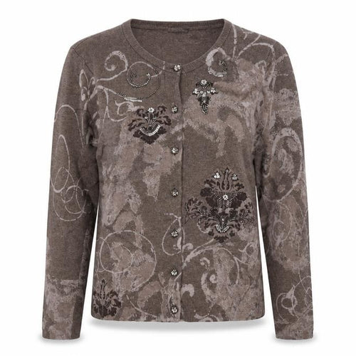 Gerry Weber Womens Brown Round Neck Viscose Cardigan Jumper Size 12