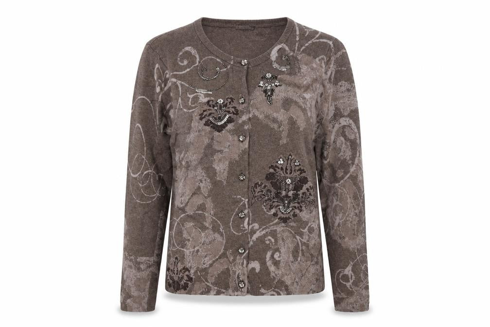 Gerry Weber Womens Brown Round Neck Viscose Cardigan Jumper Size 12