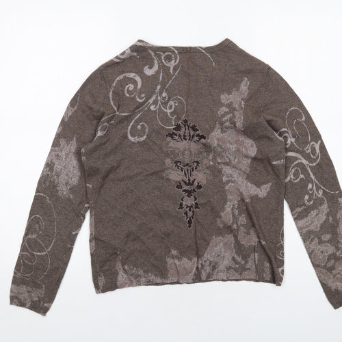 Gerry Weber Womens Brown Round Neck Viscose Cardigan Jumper Size 12