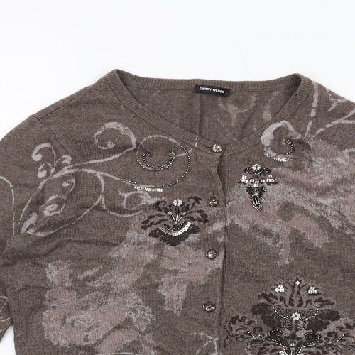 Gerry Weber Womens Brown Round Neck Viscose Cardigan Jumper Size 12
