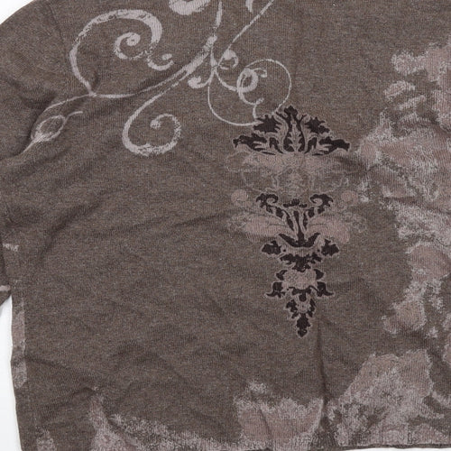 Gerry Weber Womens Brown Round Neck Viscose Cardigan Jumper Size 12