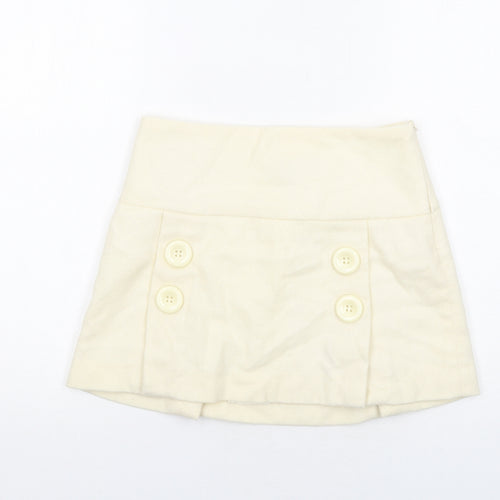 Jean Basic Womens Ivory Wool Mini Skirt Size 8 Zip
