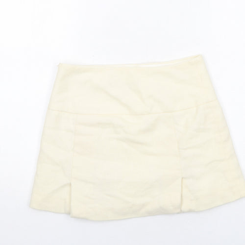 Jean Basic Womens Ivory Wool Mini Skirt Size 8 Zip