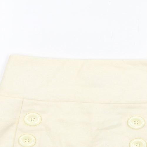 Jean Basic Womens Ivory Wool Mini Skirt Size 8 Zip