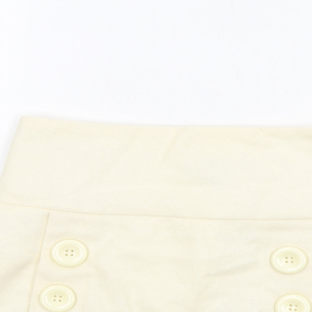 Jean Basic Womens Ivory Wool Mini Skirt Size 8 Zip
